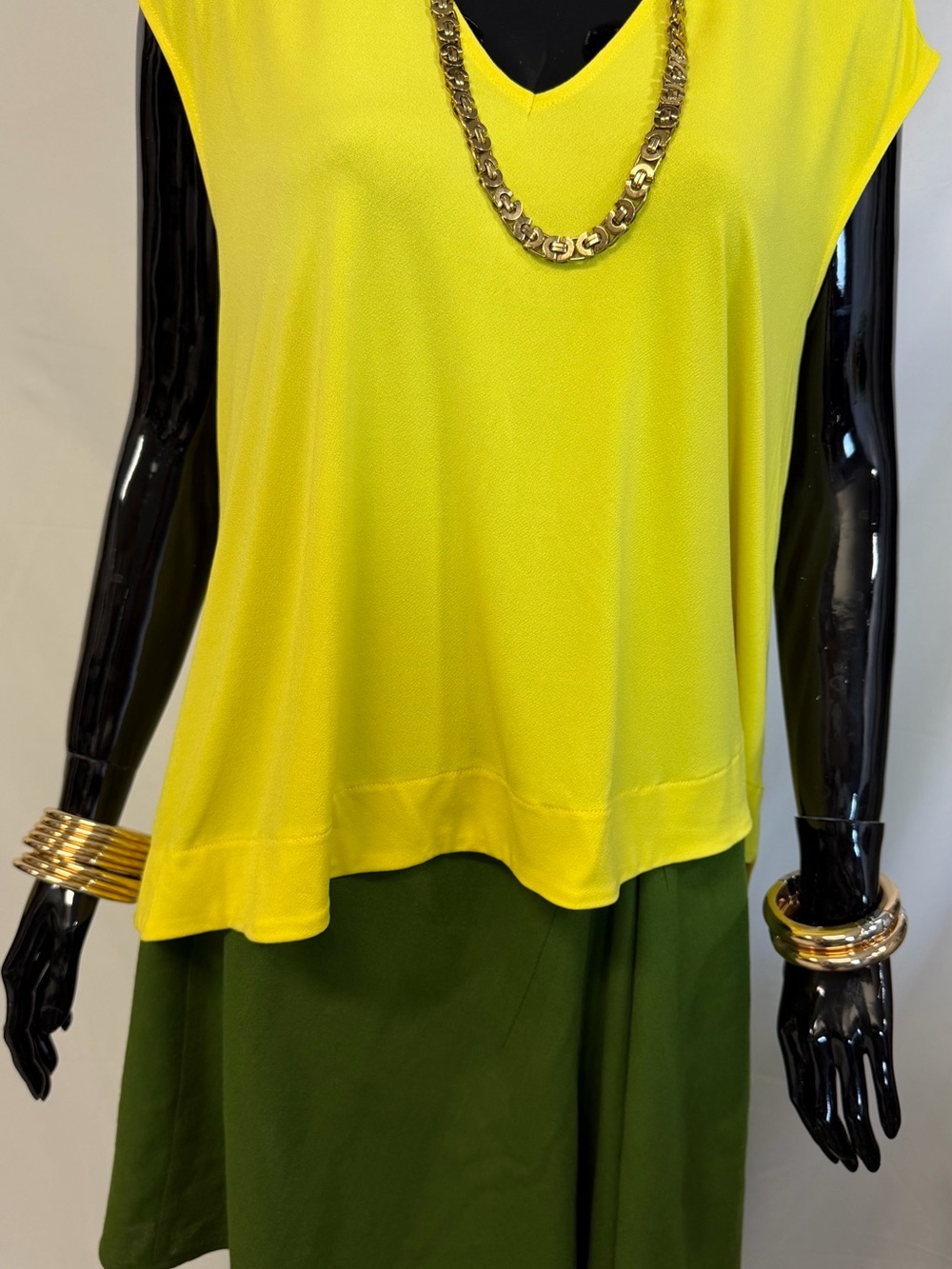 Rachel Roy Neon Yellow Hi Low Sleeveless Blouse XL